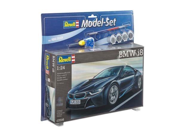 Revell Model Set BMW i8, Urheiluauton pienoismalli, Kokoamispakkaus, 1:24, BMW i8, Kunnianhimoinen, 131 kpl