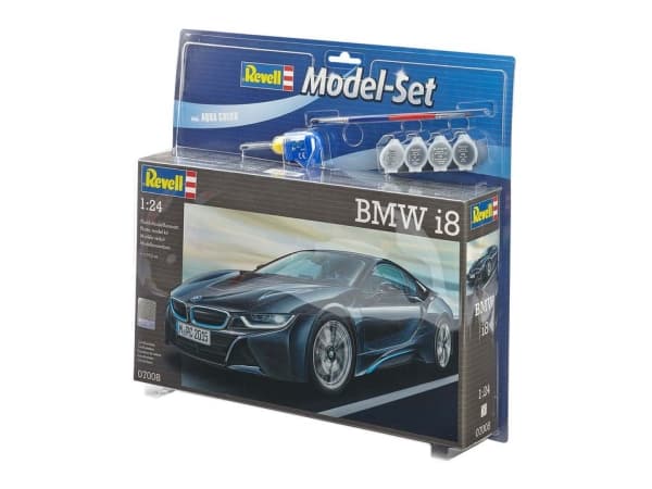 Revell Model Set BMW i8, Urheiluauton pienoismalli, Kokoamispakkaus, 1:24, BMW i8, Kunnianhimoinen, 131 kpl