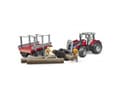 Miniatyrbild 5 av 5: Bruder Massey Ferguson 7480 tractor with frontloader and timber trailer toy