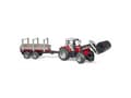 Miniatyrbild 1 av 5: Bruder Massey Ferguson 7480 tractor with frontloader and timber trailer toy
