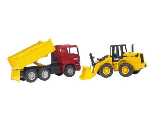 Bruder MAN TGA construction truck and FR 130 articulated road loader toy