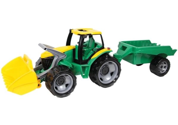 Lena GIGA TRUCKS Tractor with shovel & trailer, Traktor, 3 år, Sort, Grønn, Grå, Gult