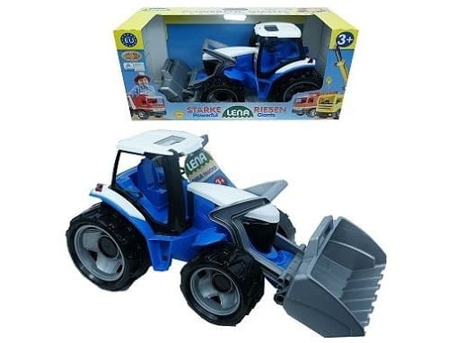 Lena GIGA TRUCKS Tractor with front loader, Traktor, Inne/Ute, 3 år, Plast, Blå, Grå, Hvit