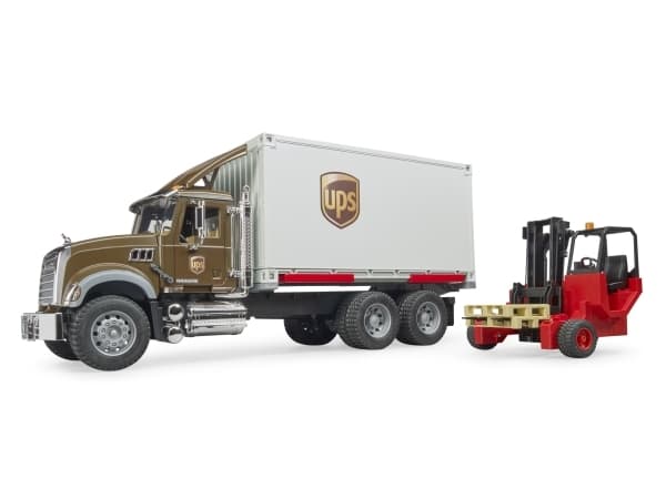MACK Granite UPS logistics truck with forklift