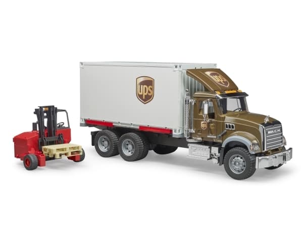 MACK Granite UPS logistics truck with forklift