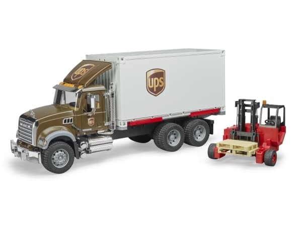 MACK Granite UPS logistics truck with forklift