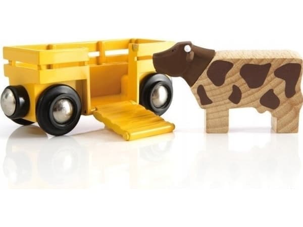 BRIO World Cow and Wagon