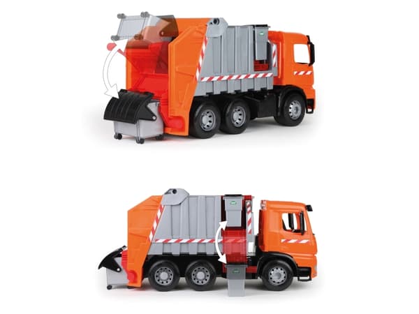 Lena GIGA TRUCKS Garbage truck Arocs with labels, Søppelbil, Garbage truck, 3 år, Plast, Grå, Oransje
