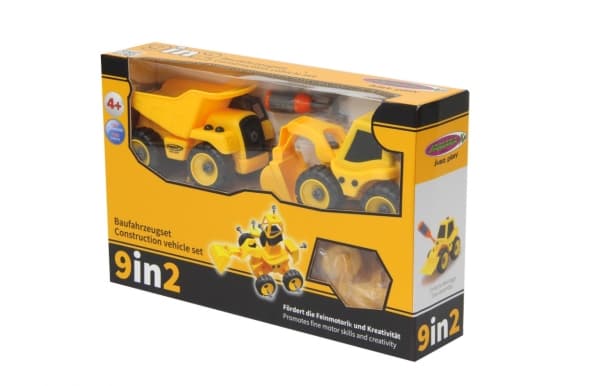 Jamara Construction Vehicles Set 9in2, Fordonsset, 4 År, Plast, Svart, Gul