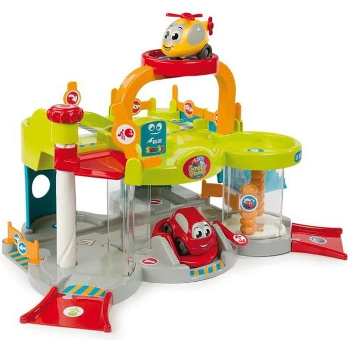 SMOBY Vroom Planet Premier Garage + Bil / helikopter