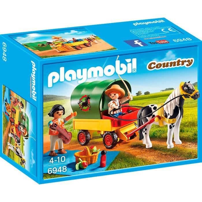 PLAYMOBIL 6948 - Land - Børn med trolley og pony