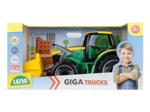 Lena GIGA TRUCKS Tractor with front shovel, Traktor, 3 år, Blå, Grønn, Gult