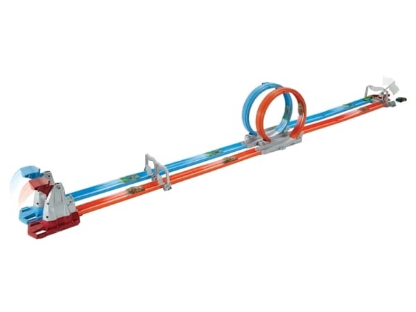 Hot Wheels Action Double Loop Dash, track set, Kjøretøy og banesett, 5 år, Plast, Blå, Oransje