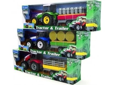 Teama Tractor with a trailer 1:32 red ver2