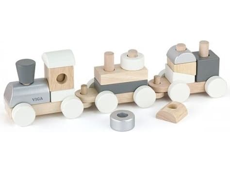 Trerekke med Viga Toys + Klocki togvogn (51611)
