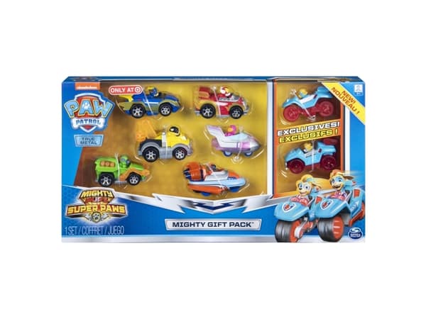 Spin Master Paw Patrol Mighty Pups True Metal -sarja, jossa on 8 painevalettua metalliajoneuvoa