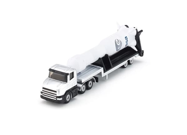 Siku Low Loader with rocket, Modellastbil / -släp, Svart, Silver, Vit