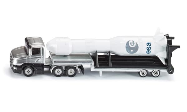 Siku Low Loader with rocket, Modellastbil / -släp, Svart, Silver, Vit