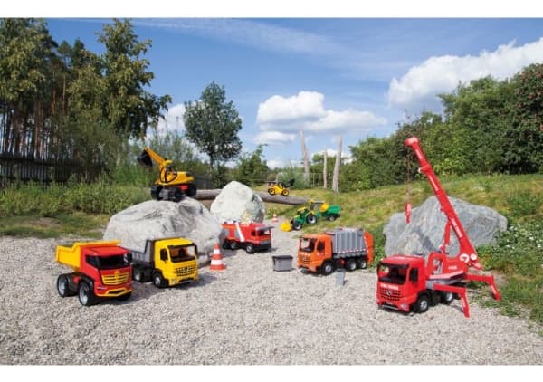Lena GIGA TRUCKS Garbage truck Arocs with labels, Jäteauton pienoismalli, Esikoottu, Mercedes-Benz Arocs, 3 vuosi/vuosia, Musta, Harmaa, Oranssi, Eur