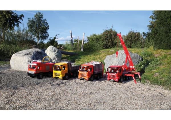 Lena GIGA TRUCKS Garbage truck Arocs with labels, Jäteauton pienoismalli, Esikoottu, Mercedes-Benz Arocs, 3 vuosi/vuosia, Musta, Harmaa, Oranssi, Eur