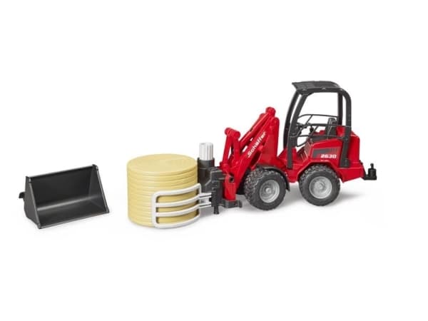 Bruder Schäffer Compact loader 2630 with bale gripper and 1 bale toy