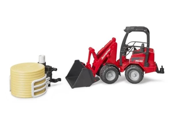 Bruder Schäffer Compact loader 2630 with bale gripper and 1 bale toy