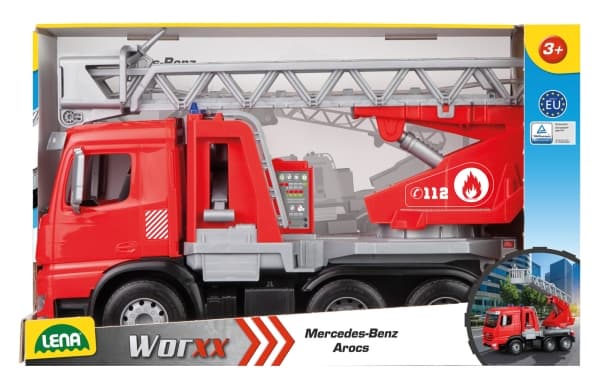 Lena Worxx Fire truck with ladder Arocs, Brannbil, Inne/Ute, 3 år, Flerfarget