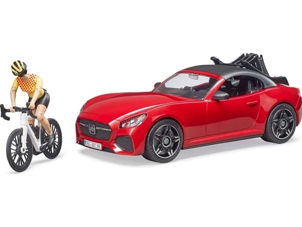 Bruder Roadster with 1 road bike & cyclist toy