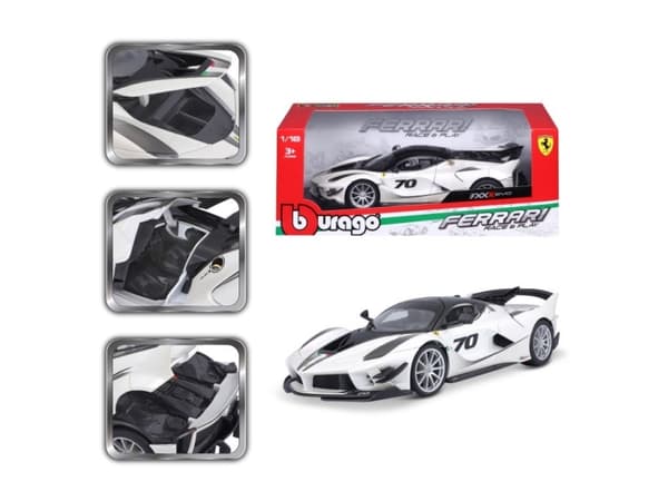BBURAGO Ferrari FXX-K EVO 1:18 weiss, Superbil, Montert på forhånd, 1:18, Ferrari FXX-K EVO, Alle kjønn, Metall, Plast