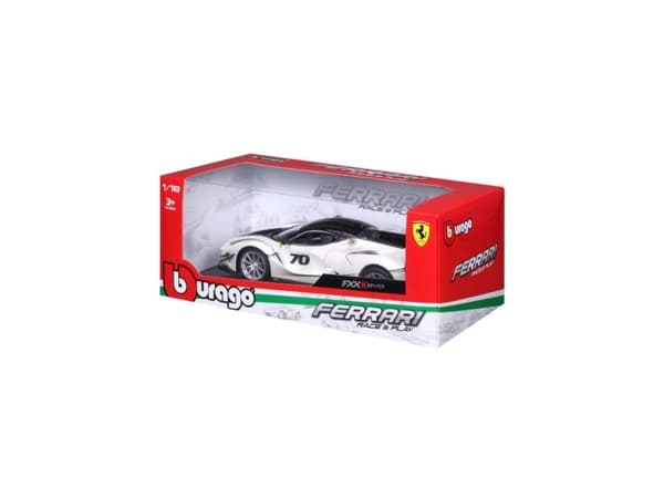 BBURAGO Ferrari FXX-K EVO 1:18 weiss, Superbil, Montert på forhånd, 1:18, Ferrari FXX-K EVO, Alle kjønn, Metall, Plast