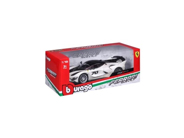 BBURAGO Ferrari FXX-K EVO 1:18 weiss, Superbil, Montert på forhånd, 1:18, Ferrari FXX-K EVO, Alle kjønn, Metall, Plast
