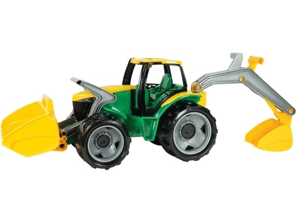 Lena GIGA TRUCKS Tractor with front loader & excavator, Traktor, 3 År, Plast, Svart, Grön, Gul