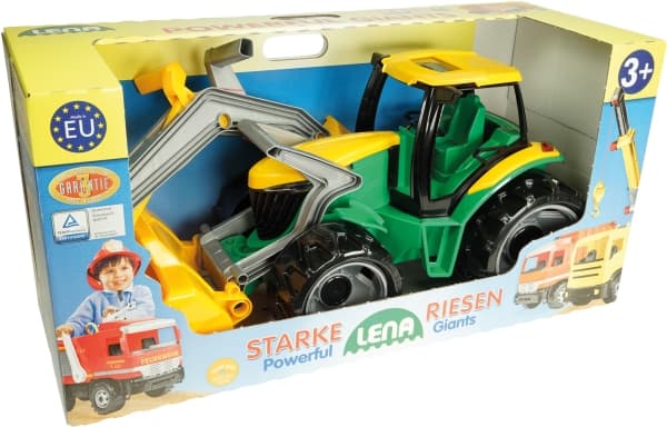 Lena GIGA TRUCKS Tractor with front loader & excavator, Traktor, 3 År, Plast, Svart, Grön, Gul