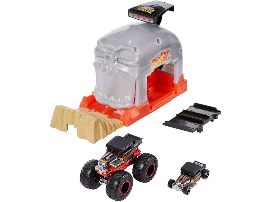 Hot Wheels Monster Truck Pit & Launch, Svart, Grå, Rød, Sand, Monster truck, Plastikk, 4 år, Gutt, 1:64