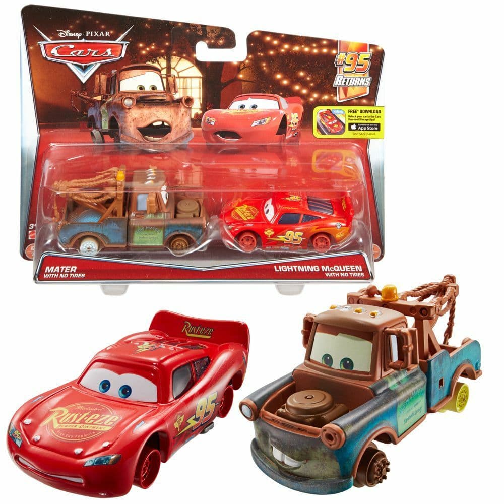 Disney Cars Mater & Lightning McQueen with No Tires