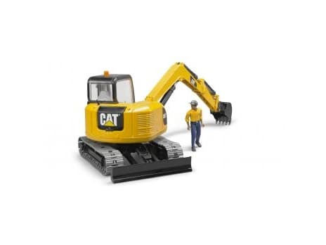 BRUDER Cat Mini Excavator with worker, Modellgrävmaskin, Plast