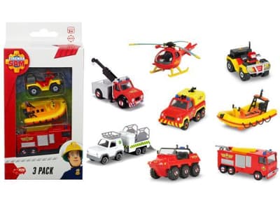 Strażak Sam pojazdy, 3pack 1:64 3wz w pudełku DICKIE