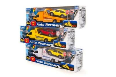 Auto laweta + pomoc 1:48 pomarańczowe + znaki TEAMA Cena za 1szt