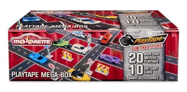 MAJORETTE Playtape mega box Zestaw 10 pojazdów z akcesoriami