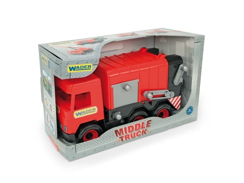 Tigres 32113 Auto Middle Garbage Truck in A Box, Color-Red, One Size