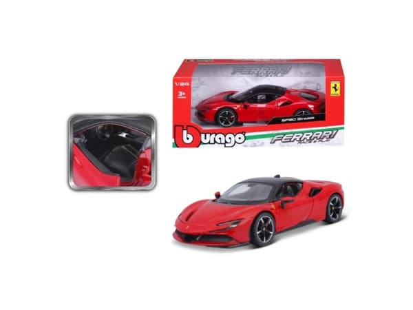 BBURAGO Ferrari SF90 Stradale, Superbil, Montert på forhånd, 1:24, Ferrari SF90 Stradale, Alle kjønn, Metall, Plast