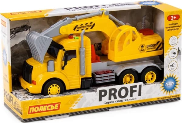 Polesie 86440 "Profi" gravebil med driv, gul, lys, lyd i boks