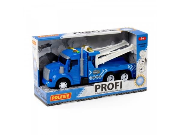 Polesie 86570 "Profi" bilevakuator med driv, blå, lys, lyd i boks