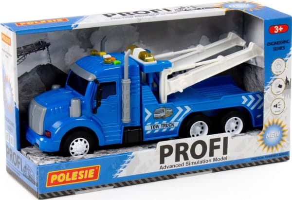 Polesie 86570 "Profi" bilevakuator med driv, blå, lys, lyd i boks