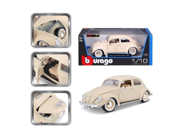BBURAGO Volkswagen Käfer 1955, Klassisk bil, Montert på forhånd, 1:18, Volkswagen Käfer, Alle kjønn, Metall, Plast