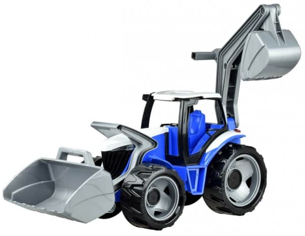 Lena GIGA TRUCKS Tractor with front loader, Traktor, 3 År, Plast, Blå, Grå, Vit