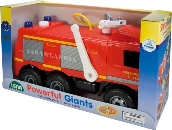 Lena GIGA TRUCKS Fire truck Actros with labels, Brannbil, Fire truck, 3 år, Plast, Sort, Rød