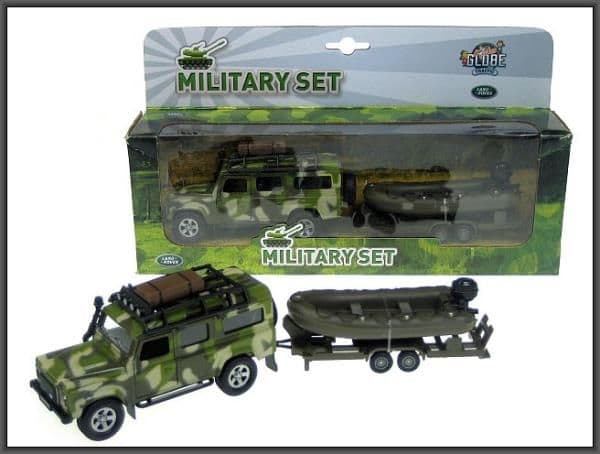 Hipo Land Rover Militær med gummibåt i boks