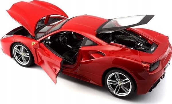 BBURAGO Ferrari 488 Gtb, Sports car model, Preassembled, 1:18, Ferrari 488 Gtb, Male, Red