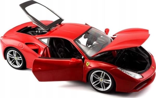 BBURAGO Ferrari 488 Gtb, Sports car model, Preassembled, 1:18, Ferrari 488 Gtb, Male, Red
